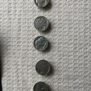 Vintage Buffalo Nickel button covers (5)